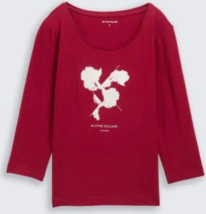TOM TAILOR Damen Langarmshirt mit Print, rot, Uni, Gr. XS