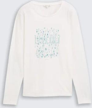 TOM TAILOR Damen Langarmshirt mit Print, weiß, Uni, Gr. XXXL