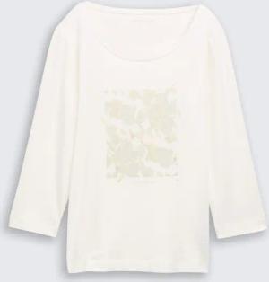 TOM TAILOR Damen Langarmshirt mit Print, weiß, Uni, Gr. XXXL