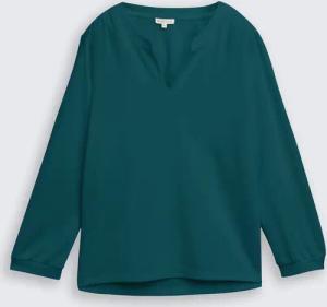TOM TAILOR Damen Langarmshirt mit Raffungen, grün, Uni, Gr. XXL