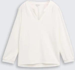 TOM TAILOR Damen Langarmshirt mit Raffungen, weiß, Uni, Gr. XS