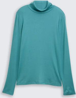 TOM TAILOR Damen Langarmshirt mit Rollkragen, blau, Uni, Gr. XXL