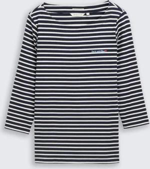 TOM TAILOR Damen Langarmshirt mit Streifenmuster, blau, Gestreift, Gr. XL