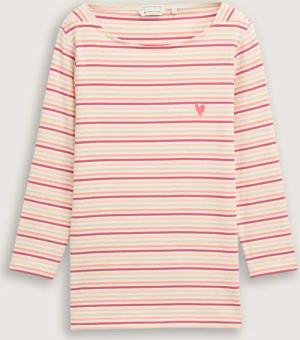 TOM TAILOR Damen Langarmshirt mit Streifenmuster, rot, Gestreift, Gr. L