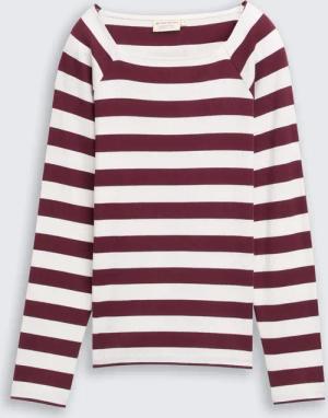 TOM TAILOR Damen Langarmshirt mit Streifenmuster, rot, Gestreift, Gr. M