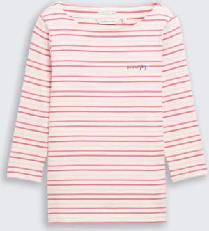 TOM TAILOR Damen Langarmshirt mit Streifenmuster, rot, Gestreift, Gr. XXL