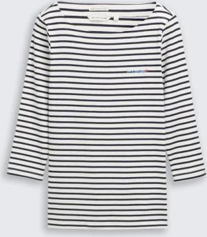 TOM TAILOR Damen Langarmshirt mit Streifenmuster, weiß, Gestreift, Gr. XXXL