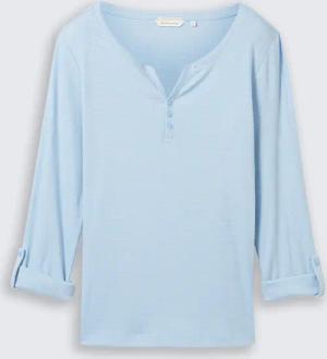 TOM TAILOR Damen Langarmshirt mit Turn-Up-Funktion, blau, Gestreift, Gr. XXL