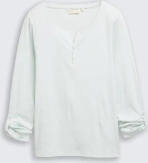 TOM TAILOR Damen Langarmshirt mit Turn-Up-Funktion, grün, Gestreift, Gr. S