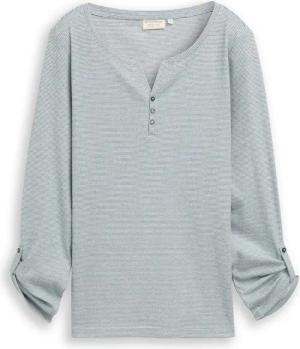 TOM TAILOR Damen Langarmshirt mit Turn-Up-Funktion, grün, Gestreift, Gr. XXL