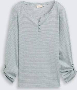 TOM TAILOR Damen Langarmshirt mit Turn-Up-Funktion, grün, Gestreift, Gr. XXL