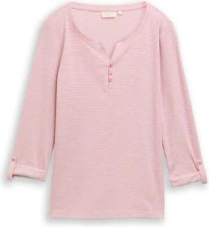 TOM TAILOR Damen Langarmshirt mit Turn-Up-Funktion, rosa, Gestreift, Gr. XL