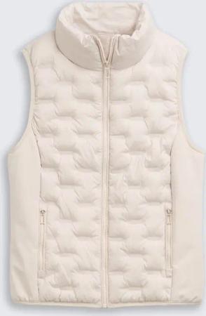 TOM TAILOR Damen Lightweight Steppweste mit Stehkragen, weiß, Uni, Gr. S