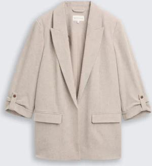 TOM TAILOR Damen Loose Fit Blazer, braun, Meliert, Gr. 34
