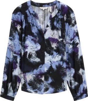 TOM TAILOR Damen Loose Fit Bluse aus Viskose, blau, Gemustert, Gr. 34