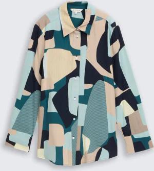 TOM TAILOR Damen Loose Fit Bluse mit Schleifen-Details, grün, Gemustert, Gr. 38