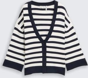 TOM TAILOR Damen Loose Fit Cardigan mit Streifenmuster, blau, Gestreift, Gr. M