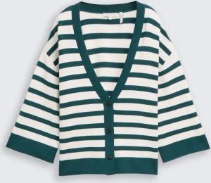 TOM TAILOR Damen Loose Fit Cardigan mit Streifenmuster, grün, Gestreift, Gr. M