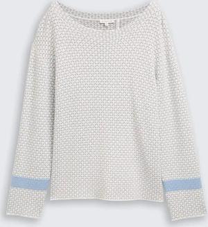 TOM TAILOR Damen Loose Fit Jacquard Strickpullover, grau, Gemustert, Gr. M