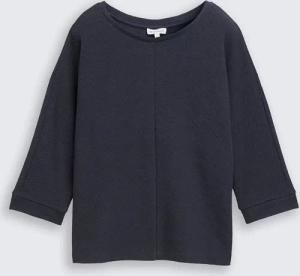 TOM TAILOR Damen Loose Fit Langarmshirt mit Fledermausärmeln, blau, Uni, Gr. S