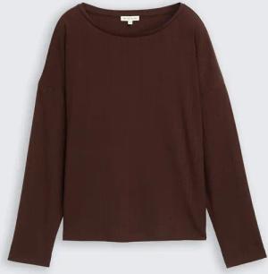 TOM TAILOR Damen Loose Fit Langarmshirt mit Rippstruktur, braun, Uni, Gr. XXXL