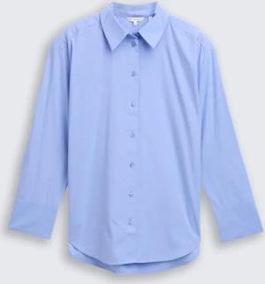 TOM TAILOR Damen Loose Fit Popeline Hemdbluse, blau, Uni, Gr. 42