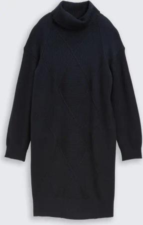 TOM TAILOR Damen Loose Fit Strickkleid, blau, Uni, Gr. 38