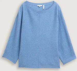 TOM TAILOR Damen Loose Fit Strickpullover, blau, Meliert, Gr. M
