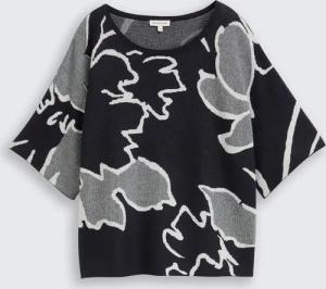 TOM TAILOR Damen Loose Fit Strickpullover mit Muster, grün, Geblümt, Gr. XS