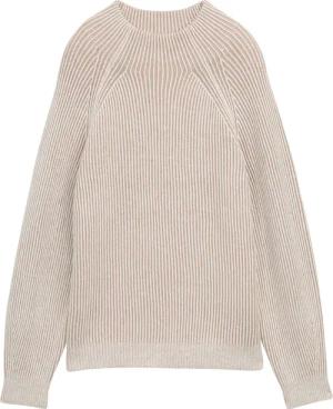 TOM TAILOR Damen Loose Fit Strickpullover mit Stehkragen, beige, Uni, Gr. S