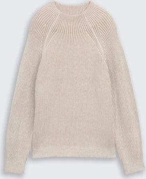 TOM TAILOR Damen Loose Fit Strickpullover mit Stehkragen, beige, Uni, Gr. XXXL