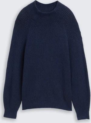 TOM TAILOR Damen Loose Fit Strickpullover mit Stehkragen, blau, Uni, Gr. M