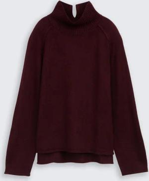 TOM TAILOR Damen Loose Fit Strickpullover mit Stehkragen, rot, Meliert, Gr. XS