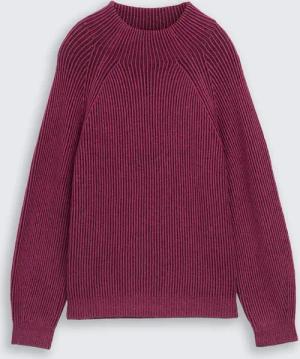 TOM TAILOR Damen Loose Fit Strickpullover mit Stehkragen, rot, Uni, Gr. XL