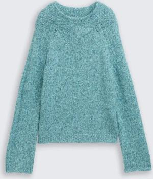 TOM TAILOR Damen Loose Fit Strickpullover mit Wollanteil, blau, Meliert, Gr. XXL