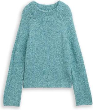 TOM TAILOR Damen Loose Fit Strickpullover mit Wollanteil, blau, Meliert, Gr. XXL