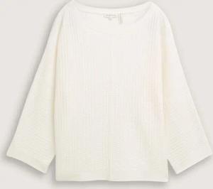 TOM TAILOR Damen Loose Fit Strickpullover, weiß, Uni, Gr. XL