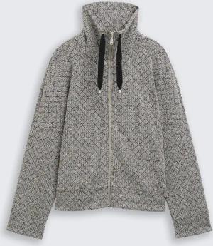 TOM TAILOR Damen Loose Fit Sweatjacke mit Stehkragen, beige, Meliert, Gr. XXXL