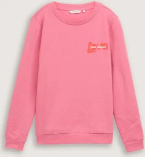 TOM TAILOR Damen Loose Fit Sweatshirt mit Print, rosa, Uni, Gr. XXXL