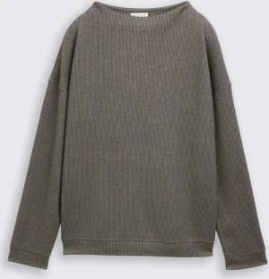 TOM TAILOR Damen Loose Fit Sweatshirt mit Stehkragen, schwarz, Gemustert, Gr. L