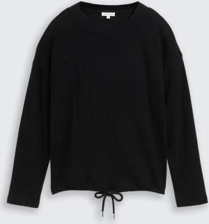 TOM TAILOR Damen Loose Fit Sweatshirt, schwarz, Uni, Gr. M