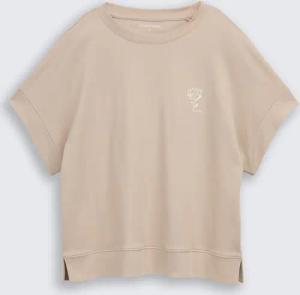 TOM TAILOR Damen Loose Fit T-Shirt mit Print, grau, Uni, Gr. XS