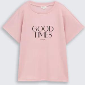 TOM TAILOR Damen Loose Fit T-Shirt mit Print, rosa, Uni, Gr. XS