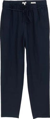 TOM TAILOR Damen Loose Slim Hose mit Leinenanteil, blau, Uni, Gr. 42/28