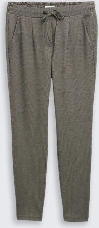 TOM TAILOR Damen Loose Slim Jacquard Hose mit Kordelzug, schwarz, Gemustert, Gr. 42/30