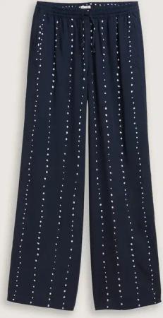 TOM TAILOR Damen Loose Wide Leg Palazzo Hose, blau, Gemustert, Gr. 36/32