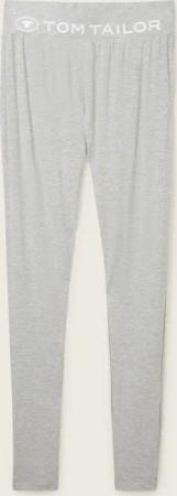 TOM TAILOR Damen Loungewear Leggings mit Logo-Print, grau, Meliert, Gr. S/36