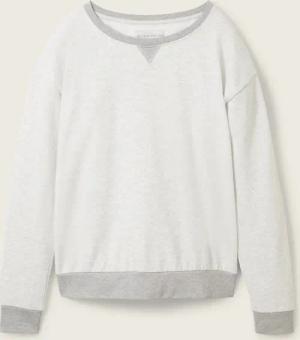 TOM TAILOR Damen Loungewear Sweatshirt in Melange Optik, weiß, Meliert, Gr. XL/42
