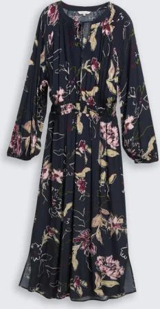 TOM TAILOR Damen Maxi-Kleid mit Blumenmuster, blau, Geblümt, Gr. 38