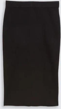 TOM TAILOR Damen Midi-Rock mit Schlitz, schwarz, Uni, Gr. 38